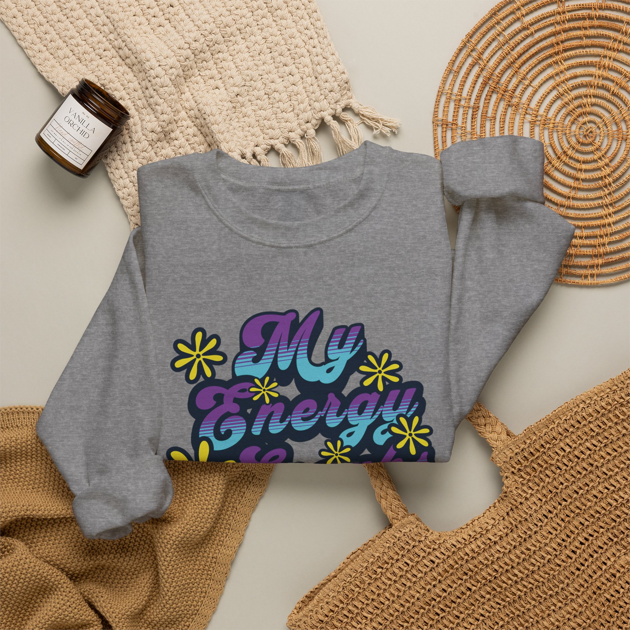 My Energy Speaks Sweatshirt — Retro Floral Positive Vibe Crewneck - Image 12