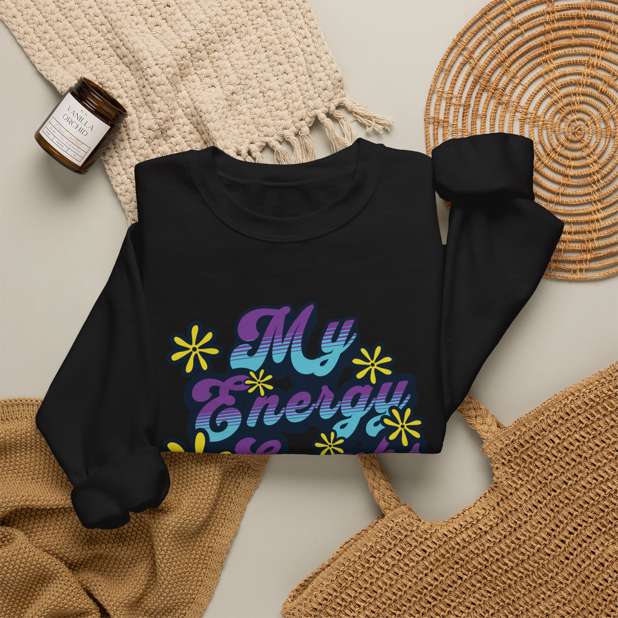 My Energy Speaks Sweatshirt — Retro Floral Positive Vibe Crewneck - Image 8