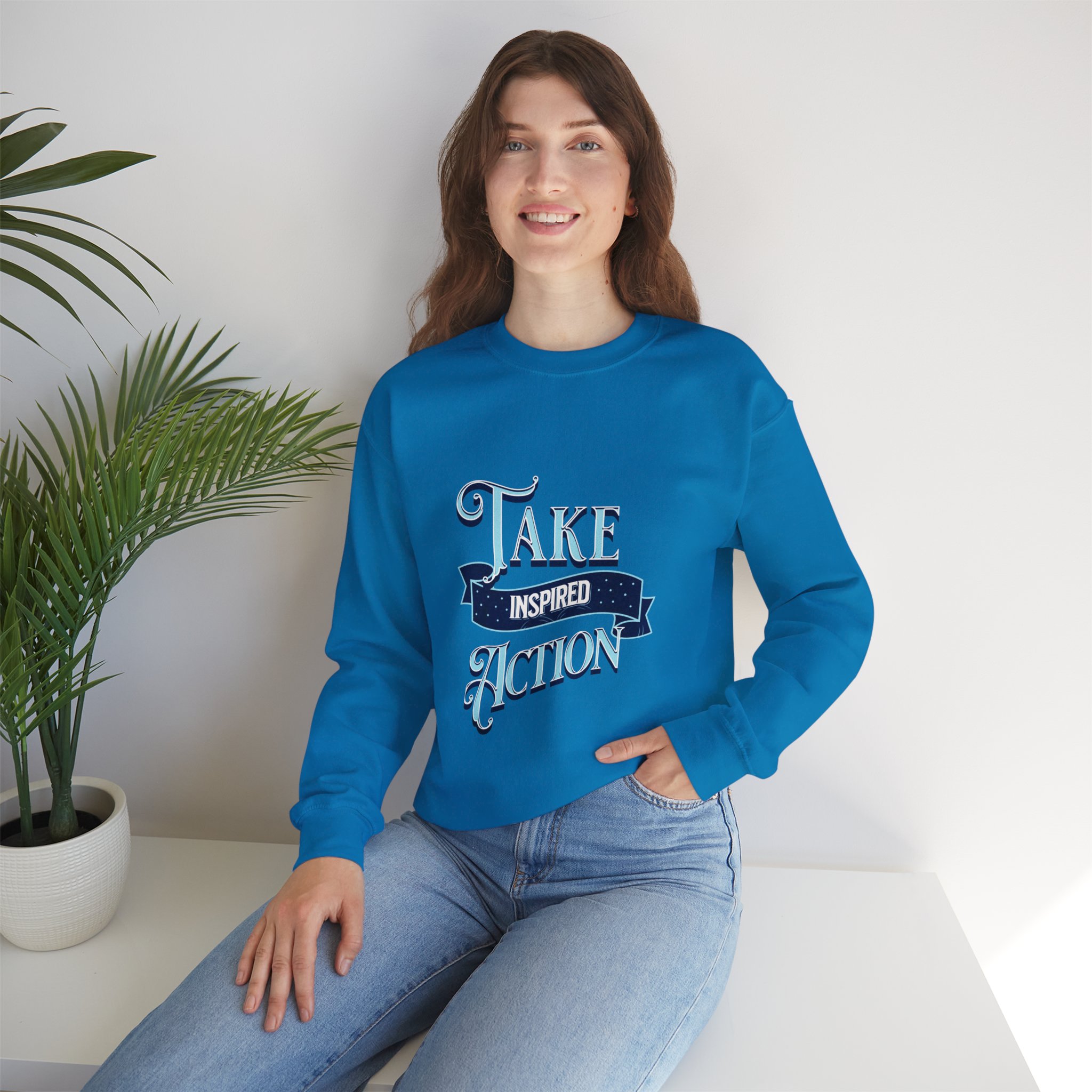 Take Inspired Action Crewneck Sweatshirt — Motivational Graphic Pullover - Image 43