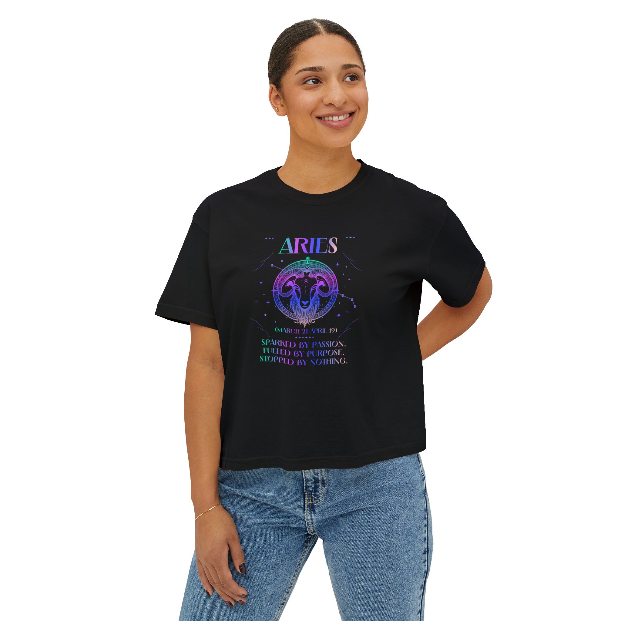 Aries Zodiac Women's Boxy Tee - Image 3