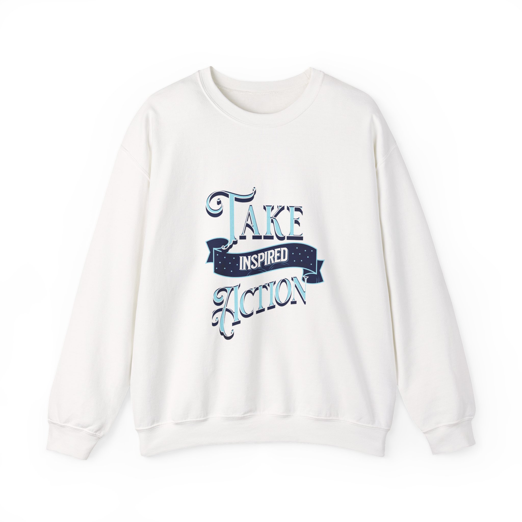 Take Inspired Action Crewneck Sweatshirt — Motivational Graphic Pullover - Image 2