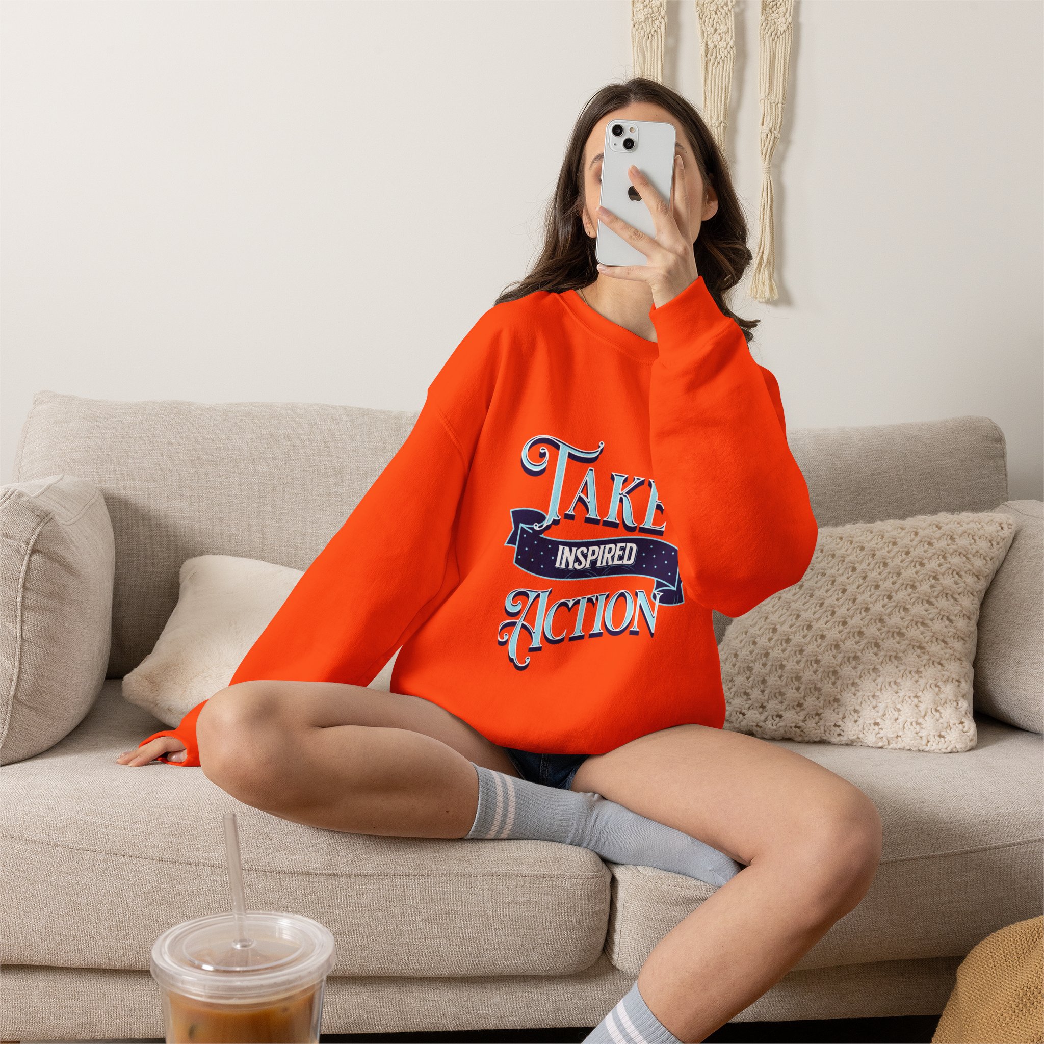 Take Inspired Action Crewneck Sweatshirt — Motivational Graphic Pullover - Image 14