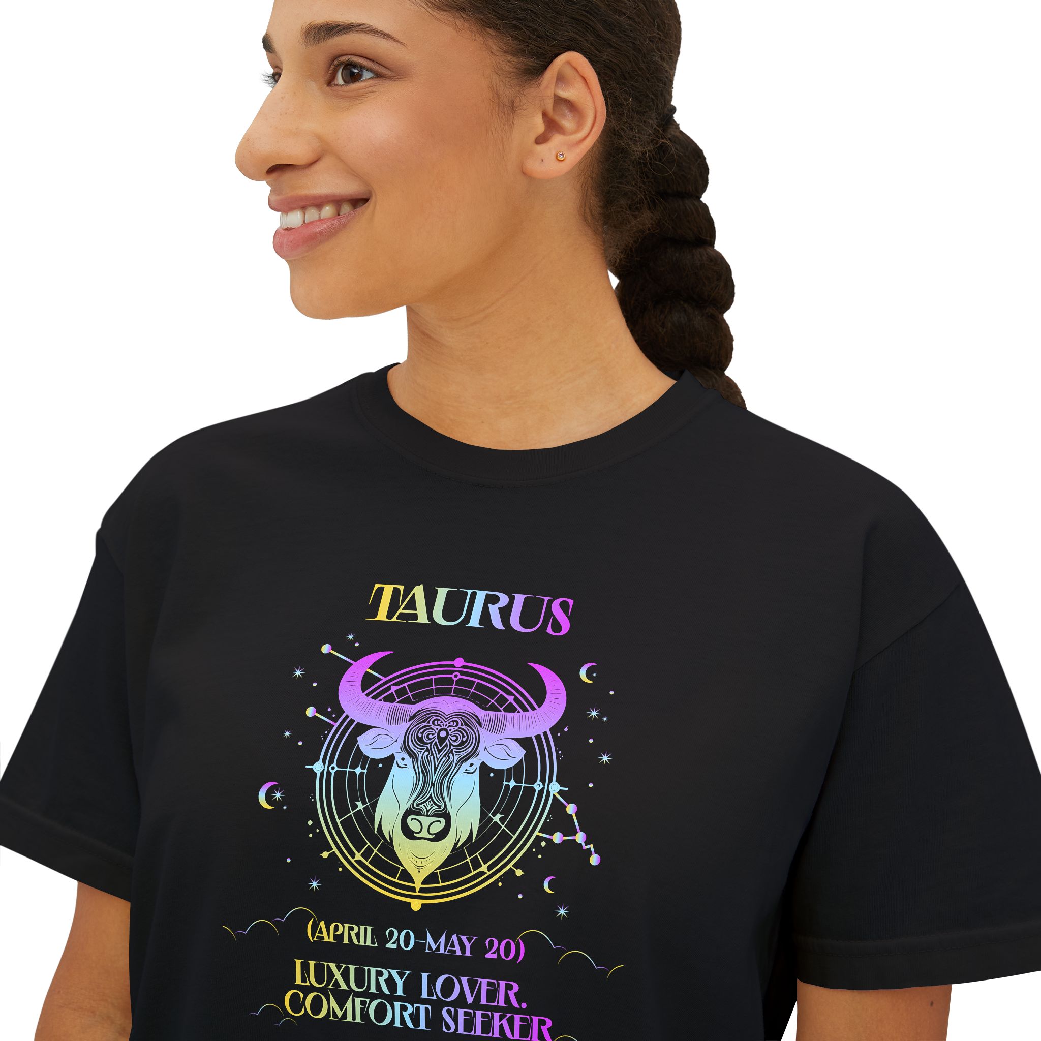 Taurus Zodiac Women's Boxy Tee – Astrology Graphic Shirt - Image 5